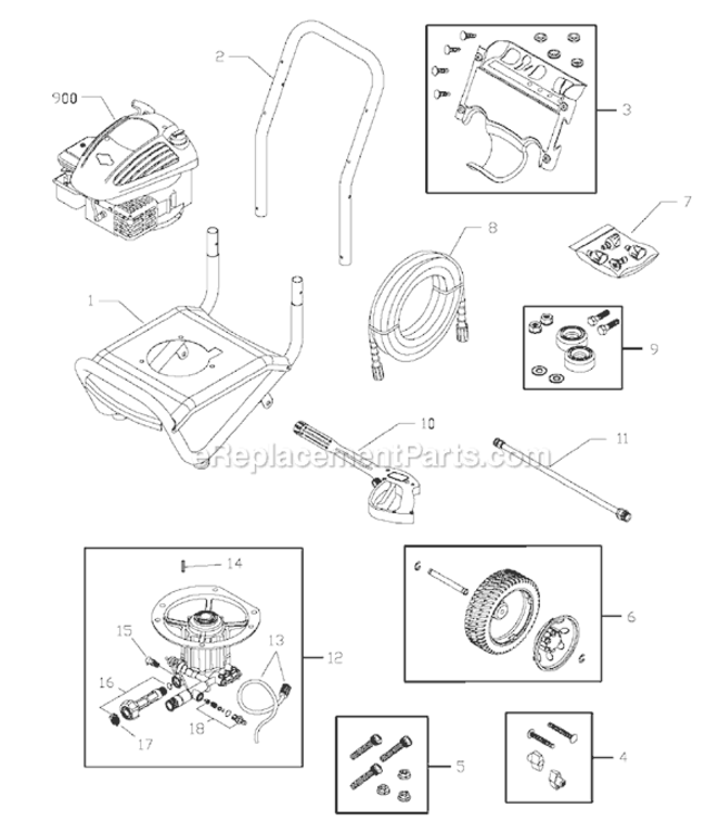 Page A Diagram and Parts List for 020305-1  Briggs and Stratton Pressure Washer